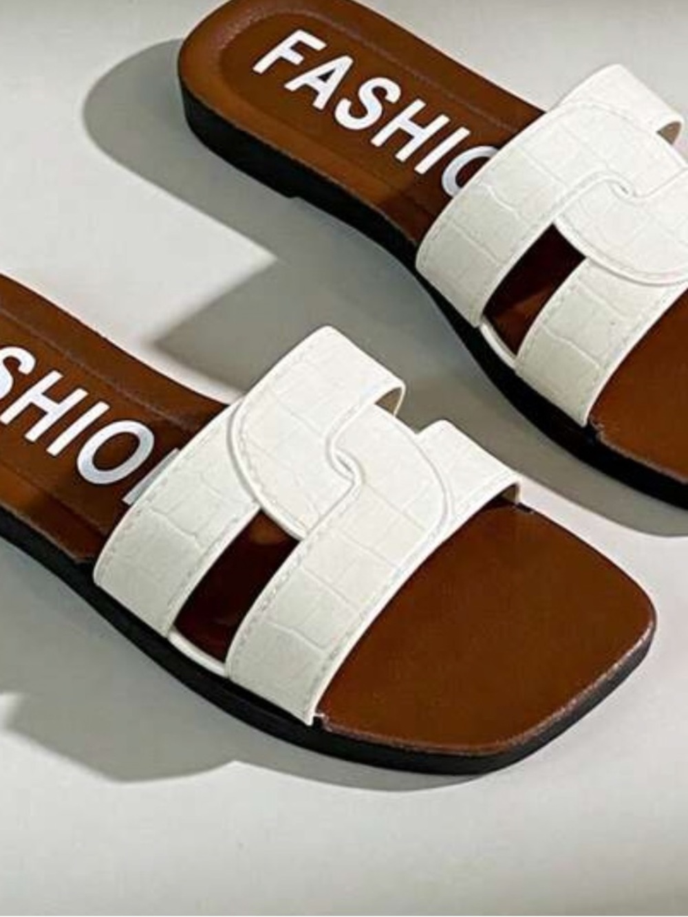 White Slide Sandals -